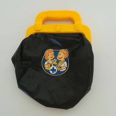 Fekete műbőr orvosi táska sárga fogantyúval