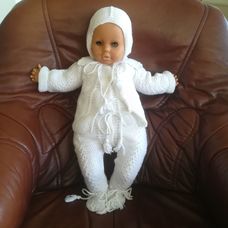 Hatalmas 64 cm retro alvós baba korabeli kézműves ruhában