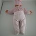 50 centis retro élethű csecsemő baba csíkos ruhában