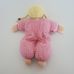 Kézműves Waldorf baba szőke hajjal rózsaszín ruhában