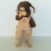 Plüss Monchhichi figura Snoopys kordbársony nadrágban