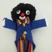 Golliwog kék frakkos csíkos nadrágos néger figura